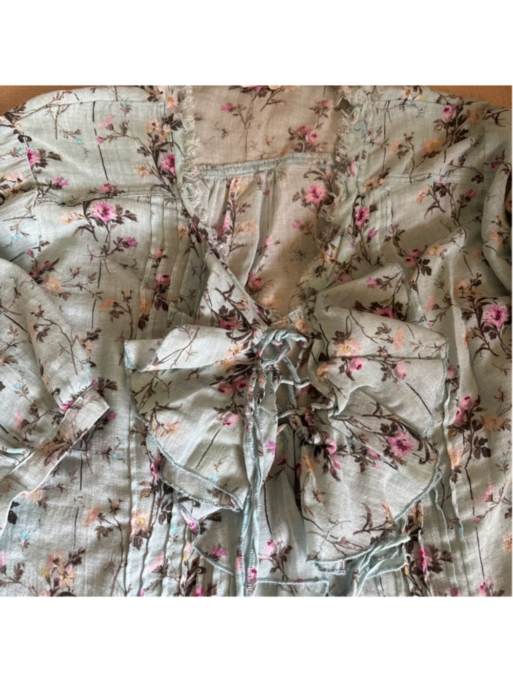 Women's Denim & Supply Ralph Lauren Floral Blouse, Size L, Blue/Pink - Picture 3 of 8